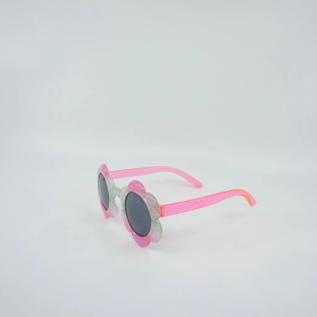 Flower Glitter Sunglasses and Case Set