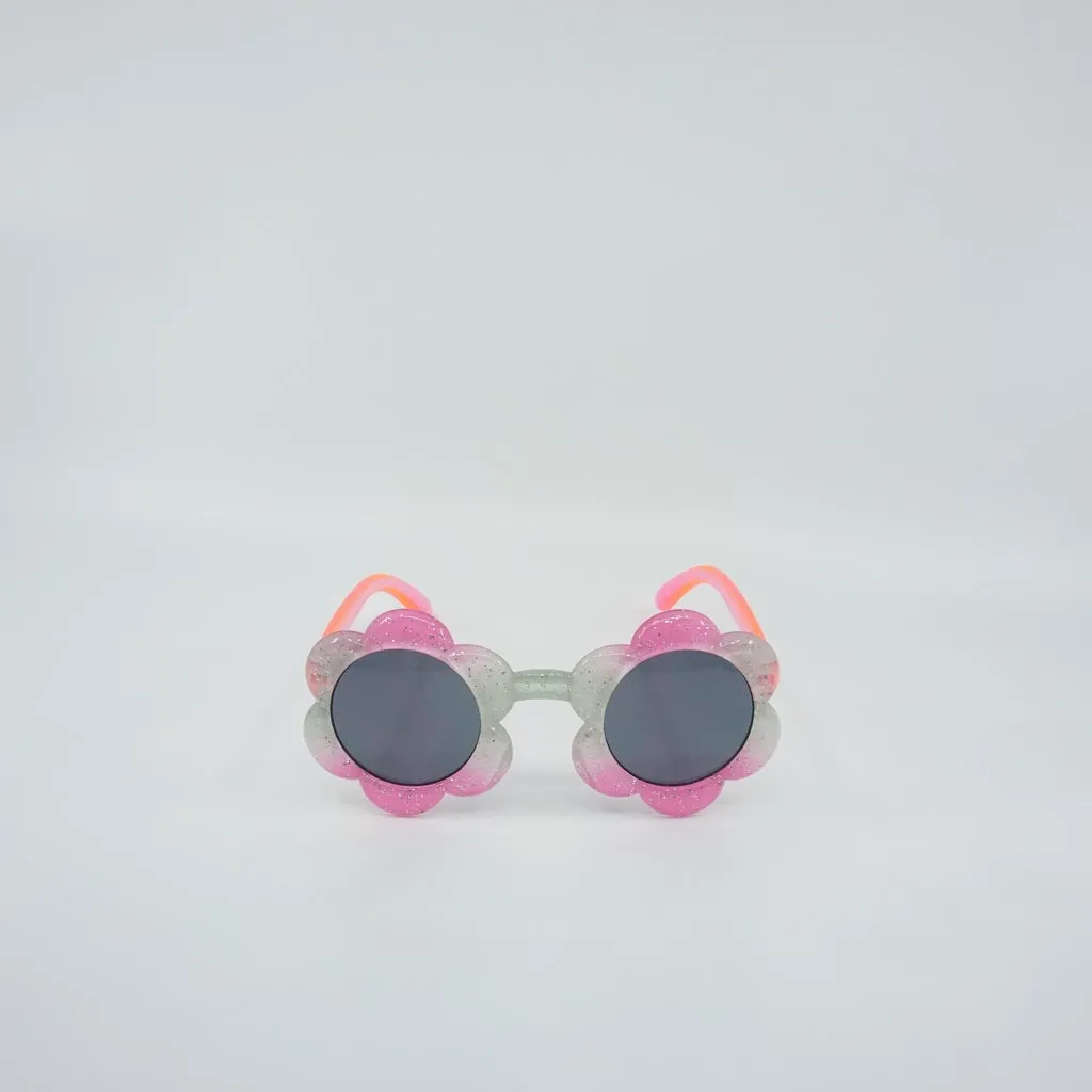 Flower Glitter Sunglasses and Case Set