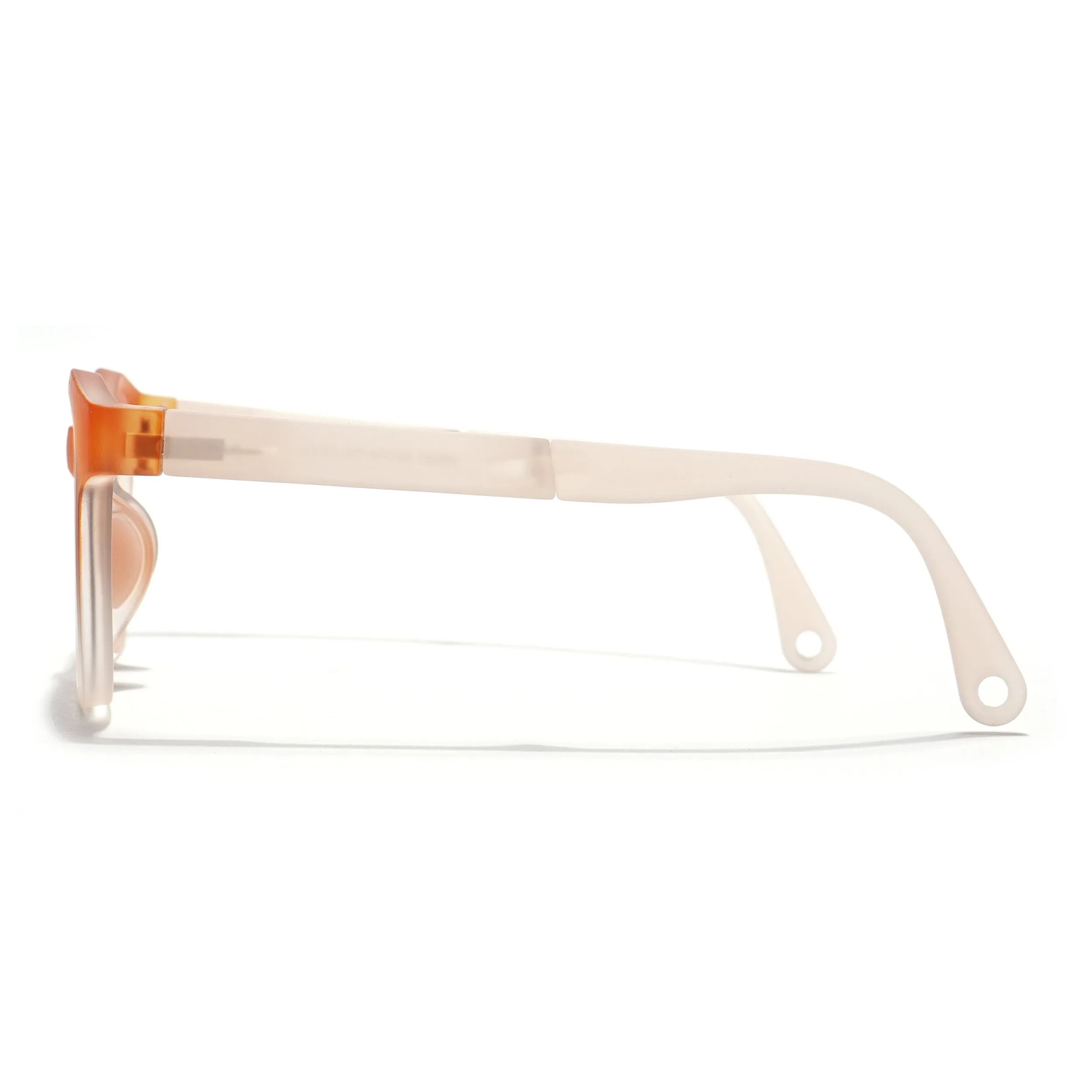 Foldable Round Polarized Sunglasses for Kids -6 yrs To 12 yrs (Black Lens | Orange Frame - PMG5917)