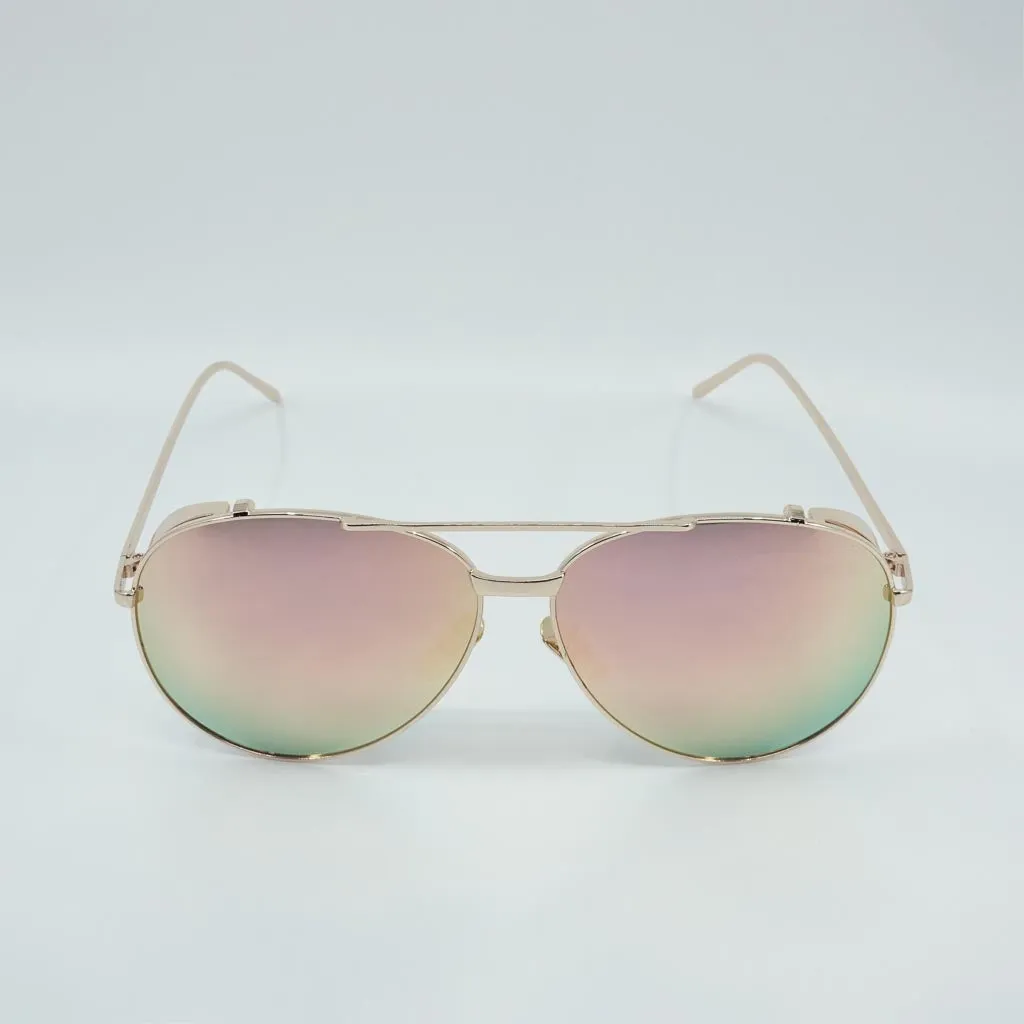 Gia A1 Crossbar Metal Pilot Mirrored Sunglasses