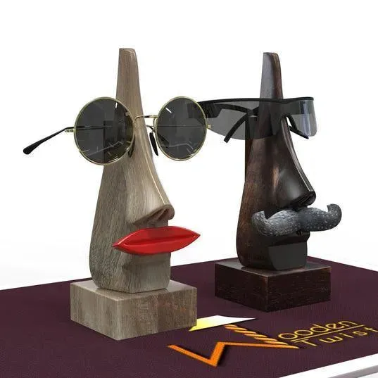 Handcrafted Wooden Nose Shaped Spectacle Holder/ Specs Stand