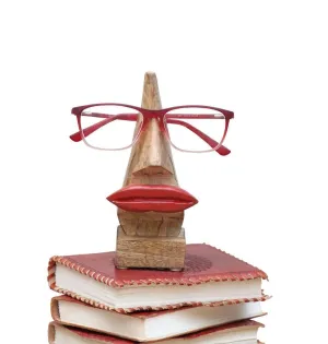 Handcrafted Wooden Nose Shaped Spectacle Holder/ Specs Stand