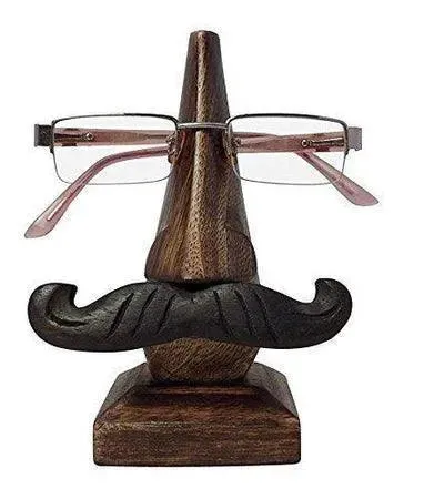 Handcrafted Wooden Nose Shaped Spectacle Holder/ Specs Stand