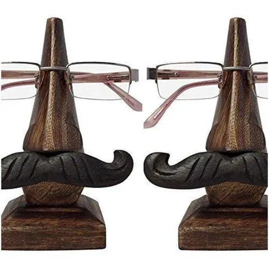 Handcrafted Wooden Nose Shaped Spectacle Holder/ Specs Stand