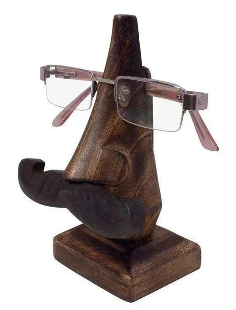 Handcrafted Wooden Nose Shaped Spectacle Holder/ Specs Stand
