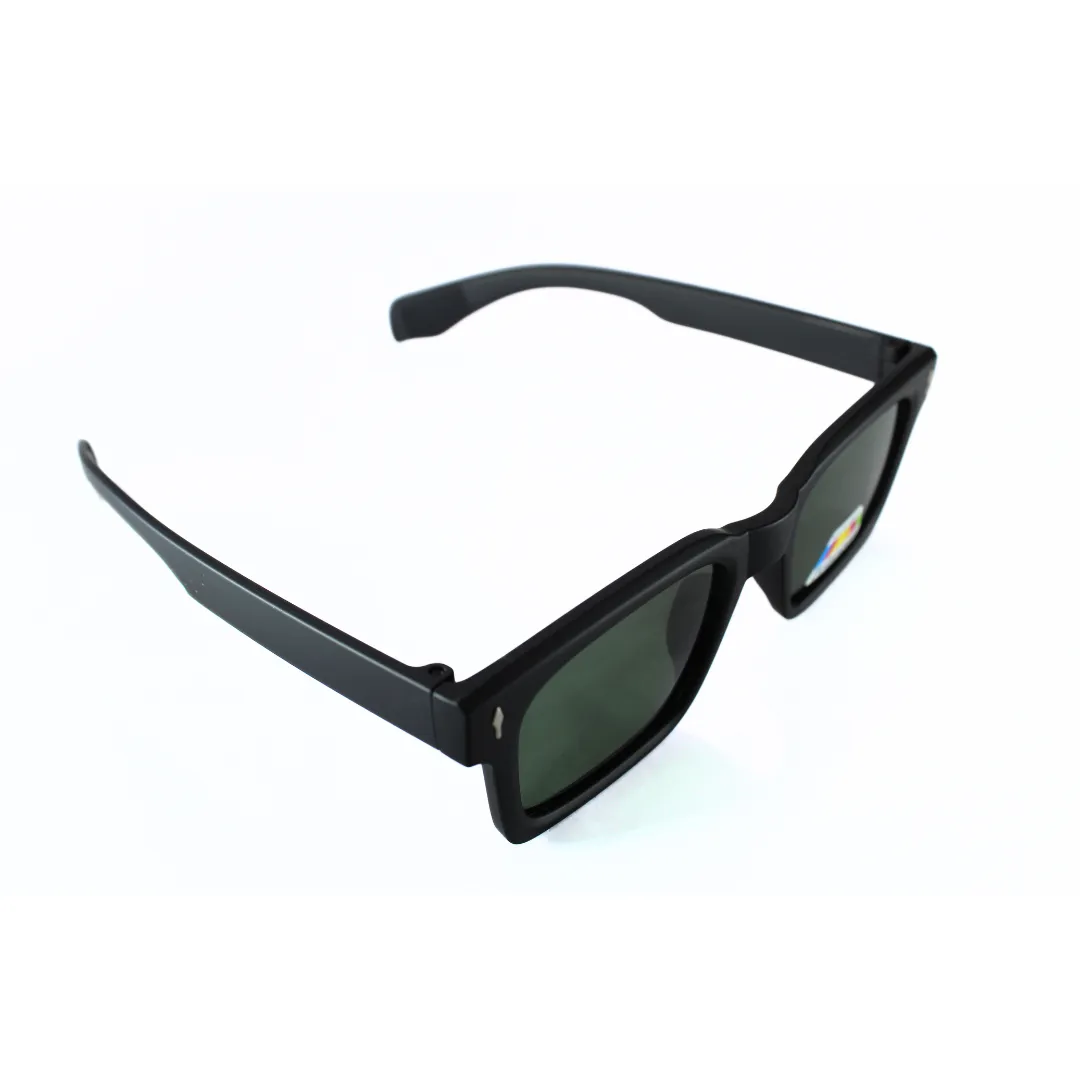 Jubleelens Rectangle Matte Black Sunglasses - Green Polarized: Elevate Your Style with These Sleek and Sophisticated Shades