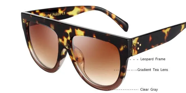KEHU Woman Flat Top Oversized Sun Glasses Cat Eye Sunglasses Brand Designer De Sol K9250