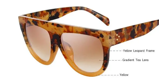 KEHU Woman Flat Top Oversized Sun Glasses Cat Eye Sunglasses Brand Designer De Sol K9250