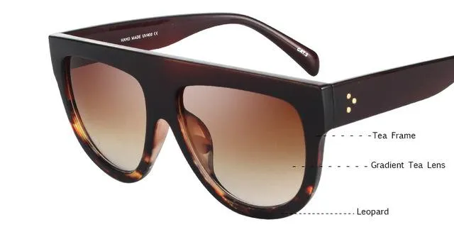 KEHU Woman Flat Top Oversized Sun Glasses Cat Eye Sunglasses Brand Designer De Sol K9250