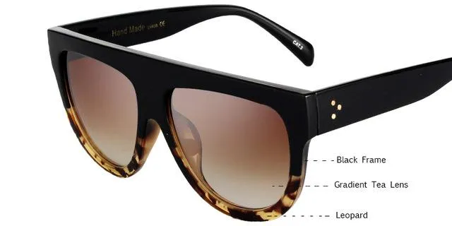 KEHU Woman Flat Top Oversized Sun Glasses Cat Eye Sunglasses Brand Designer De Sol K9250
