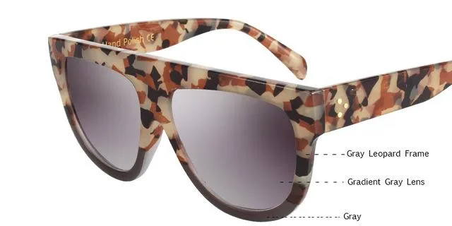 KEHU Woman Flat Top Oversized Sun Glasses Cat Eye Sunglasses Brand Designer De Sol K9250