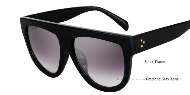 KEHU Woman Flat Top Oversized Sun Glasses Cat Eye Sunglasses Brand Designer De Sol K9250
