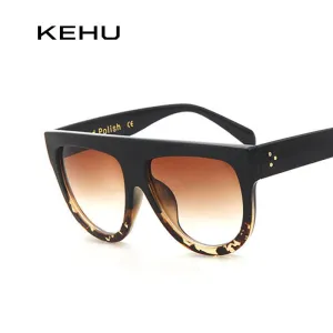 KEHU Woman Flat Top Oversized Sun Glasses Cat Eye Sunglasses Brand Designer De Sol K9250
