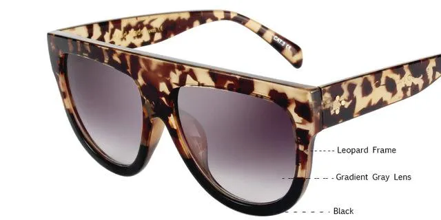 KEHU Woman Flat Top Oversized Sun Glasses Cat Eye Sunglasses Brand Designer De Sol K9250