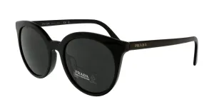 Prada 0PR 02XSF 1AB5S0 Round Black Black Sunglasses