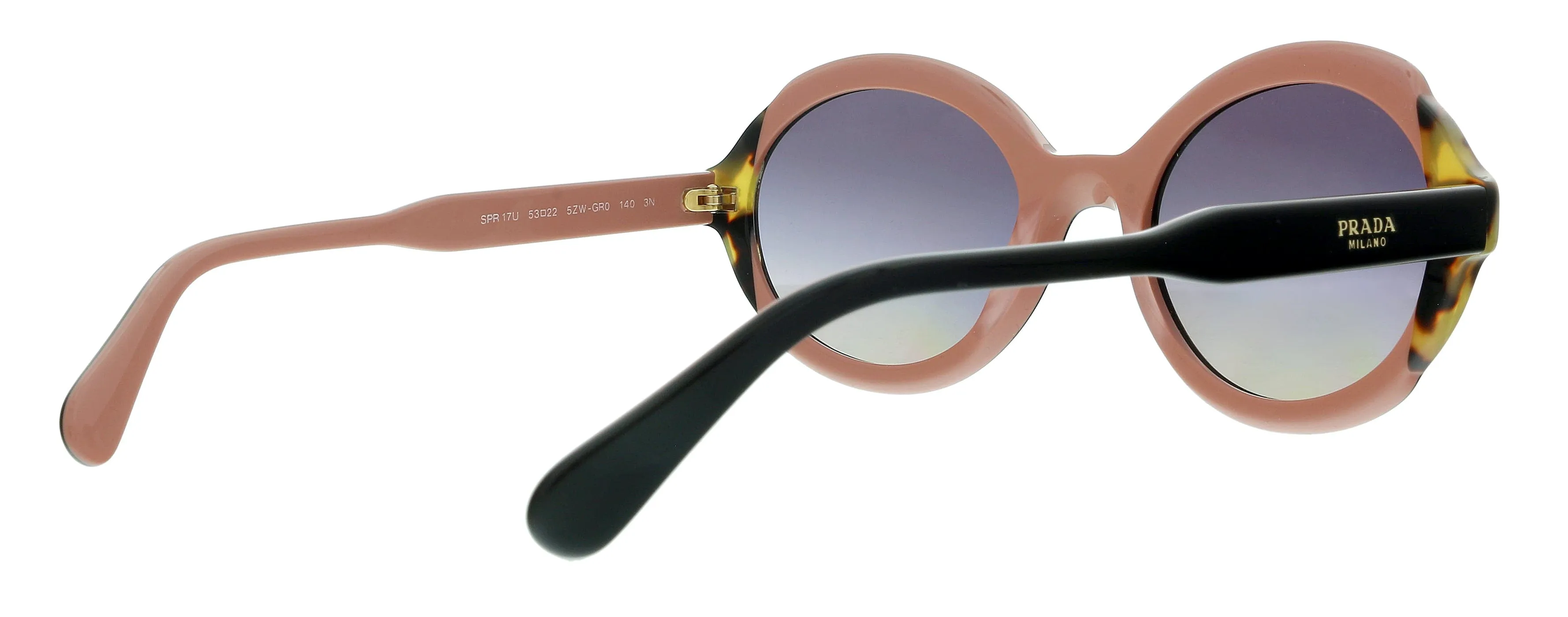 Prada  0PR 17US 5ZWGR0 Heritage TOP BLACK PINK/MEDIUM HAVANA Round Sunglasses