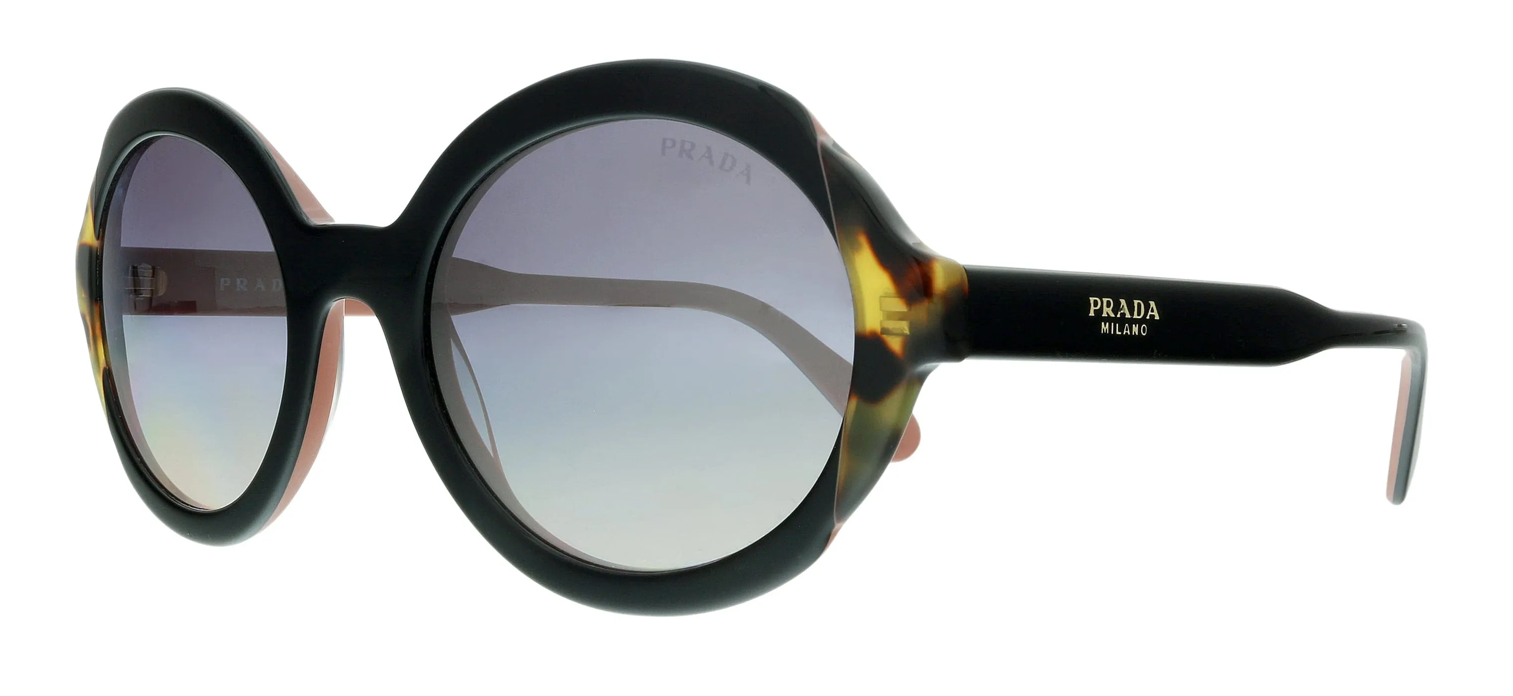 Prada  0PR 17US 5ZWGR0 Heritage TOP BLACK PINK/MEDIUM HAVANA Round Sunglasses