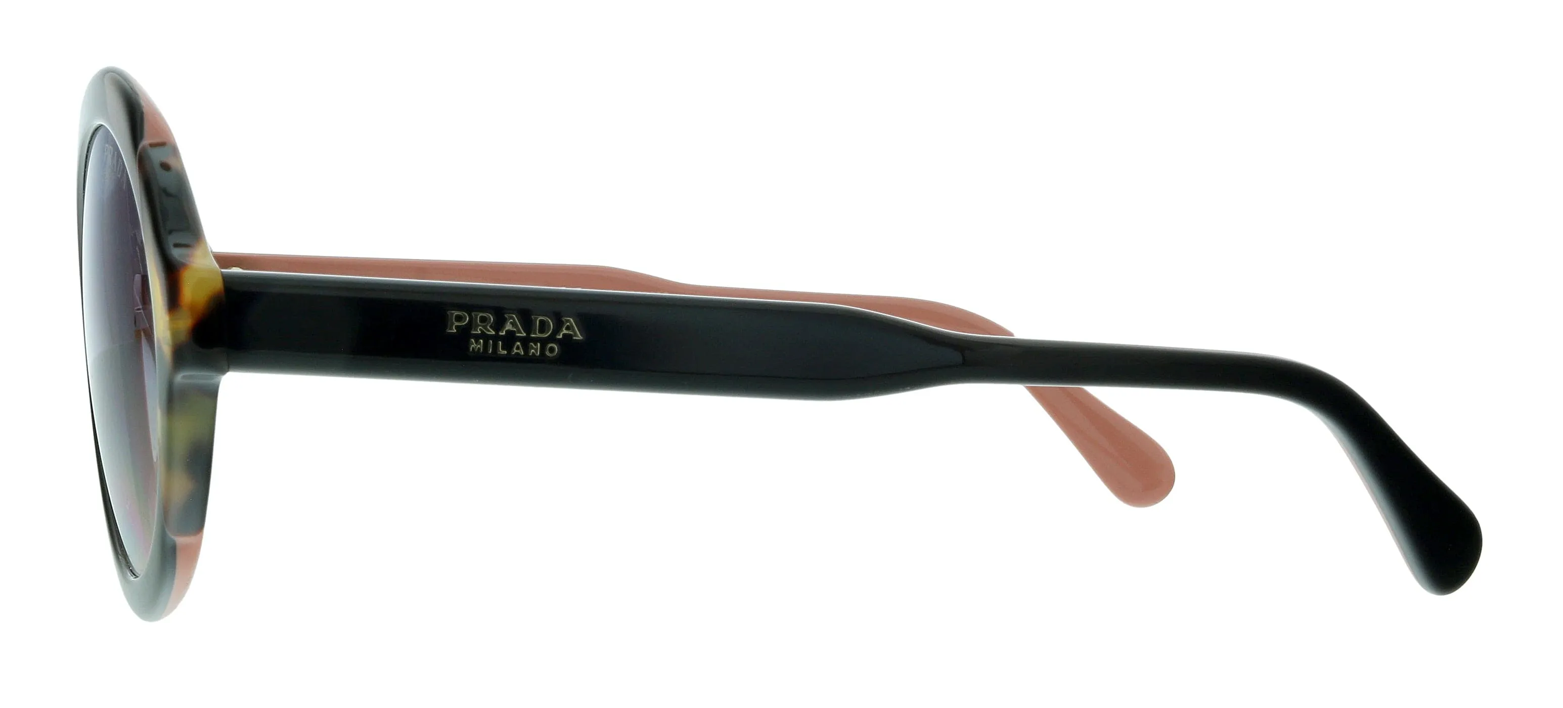 Prada  0PR 17US 5ZWGR0 Heritage TOP BLACK PINK/MEDIUM HAVANA Round Sunglasses