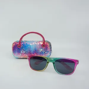 Pretty Multi Sequin with Multi color Wayfarer Frame Sunglass -   Sunglasses and Case Set