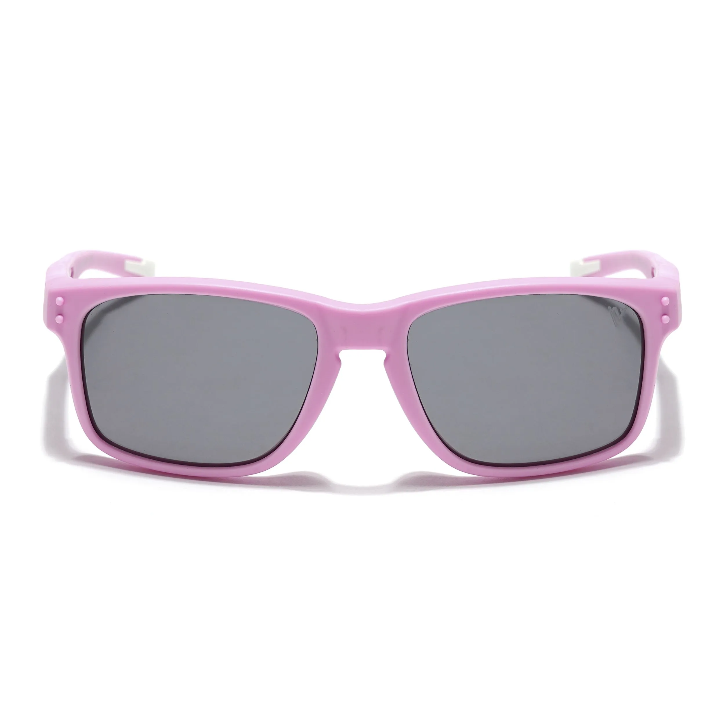 Rectangle Polarized Sunglasses for Kids -6 yrs To 12 yrs (Black Lens | Pink Frame - PMG5924)