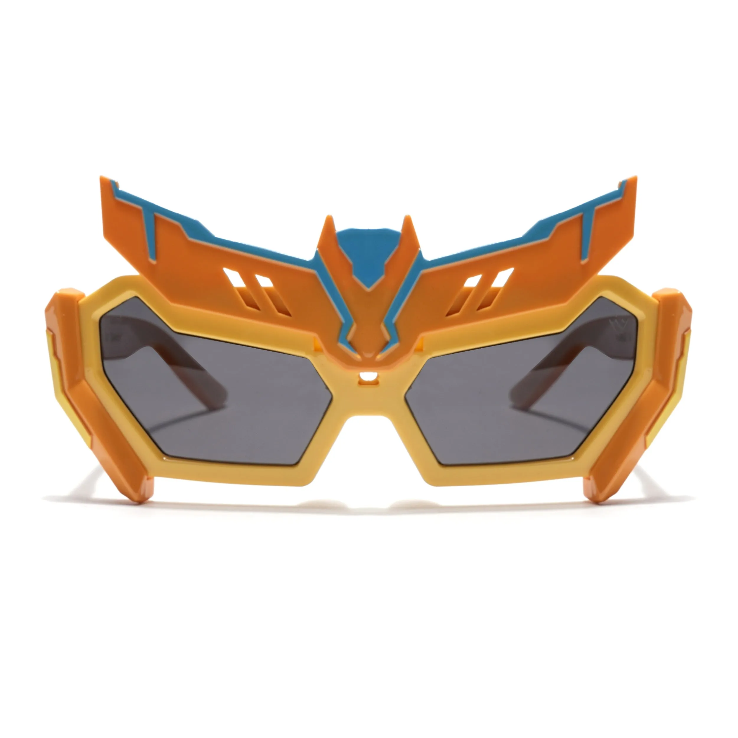 Rectangle Sunglasses for Kids -6 yrs To 12 yrs (Black Lens | Yellow Frame - PMG6075)