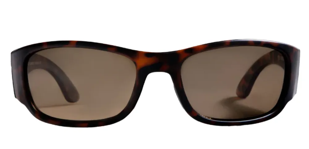 Rheos Unisex Bahias Tortoise Frames Amber Lens Polarized Sunglasses