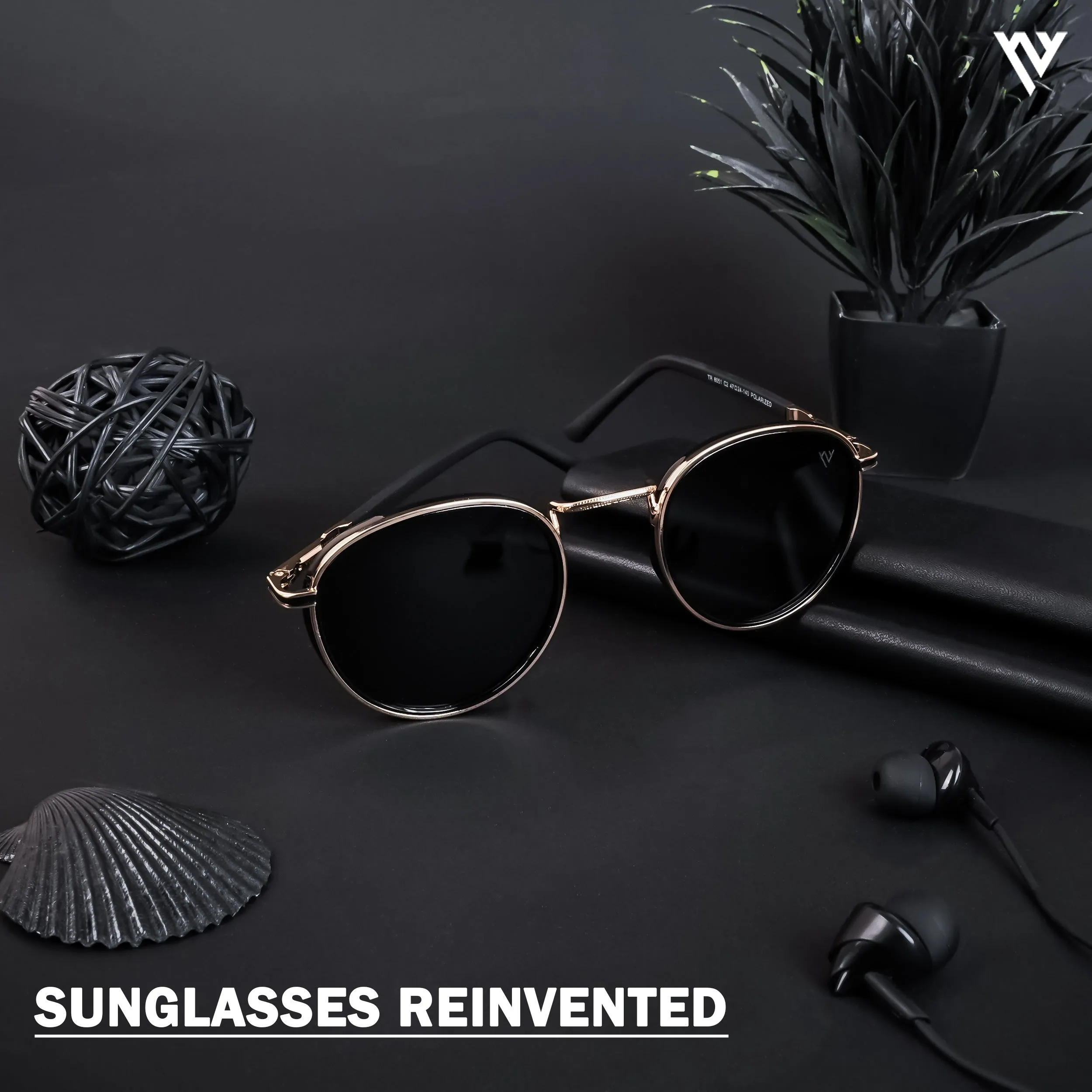 Round Golden Polarized Sunglasses - PMG4442