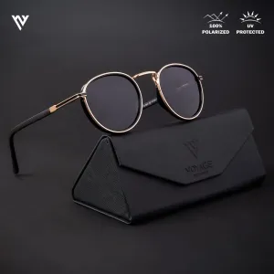 Round Golden Polarized Sunglasses - PMG4442