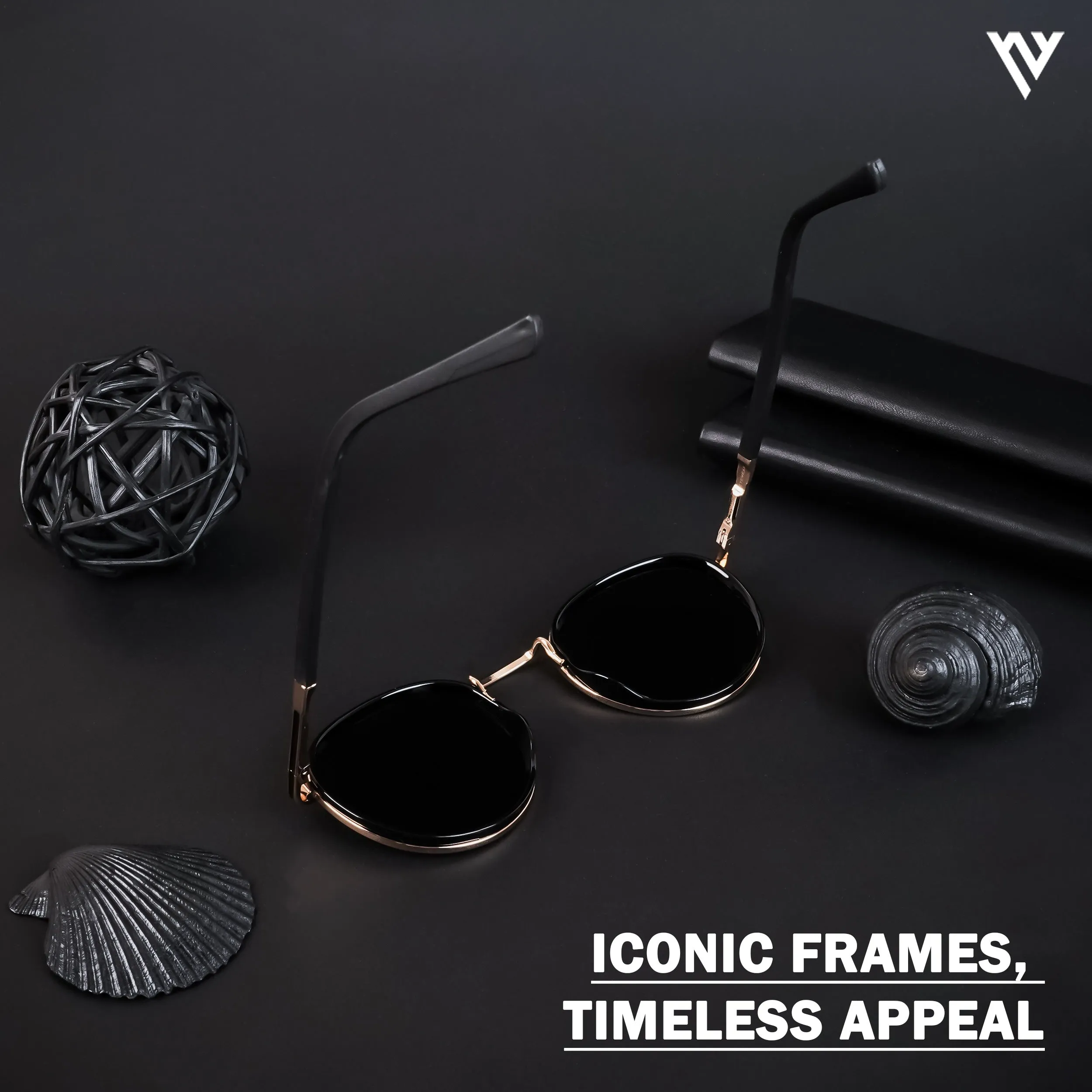Round Golden Polarized Sunglasses - PMG4442
