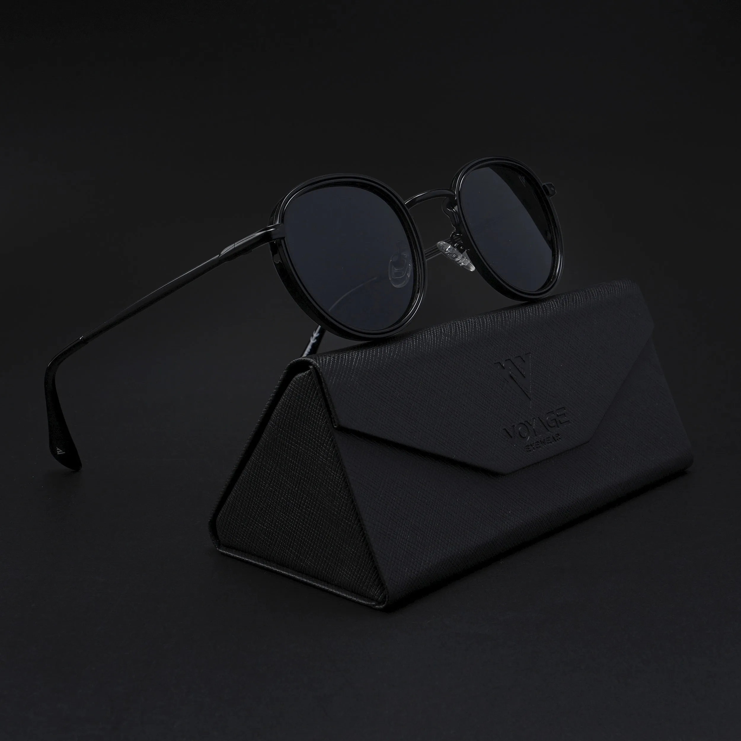 Round Polarized Sunglasses (Black Lens | Black Frame - PMG5854)