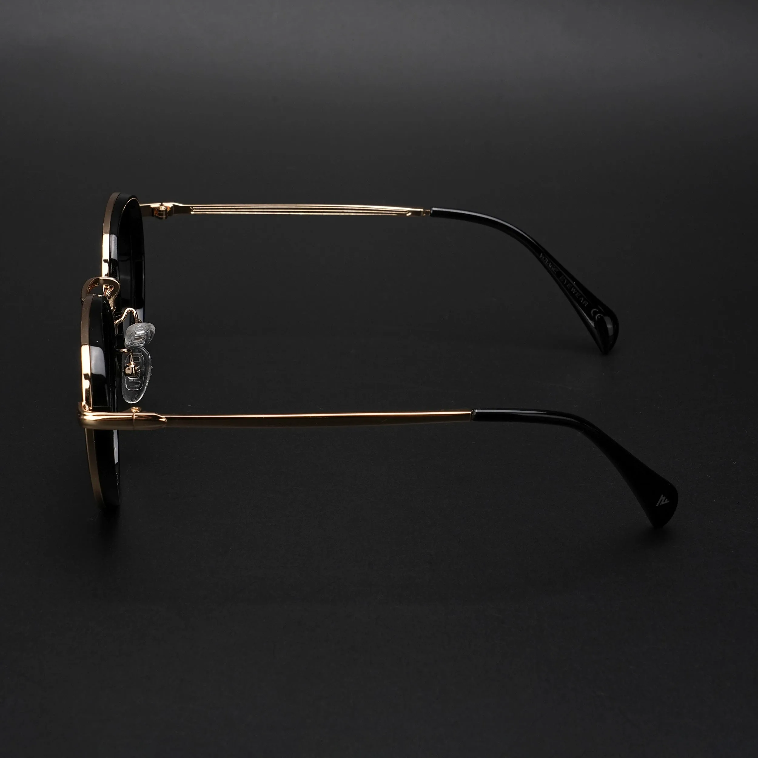 Round Polarized Sunglasses (Black Lens | Golden Frame - PMG5857)