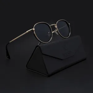 Round Polarized Sunglasses (Black Lens | Golden Frame - PMG5857)