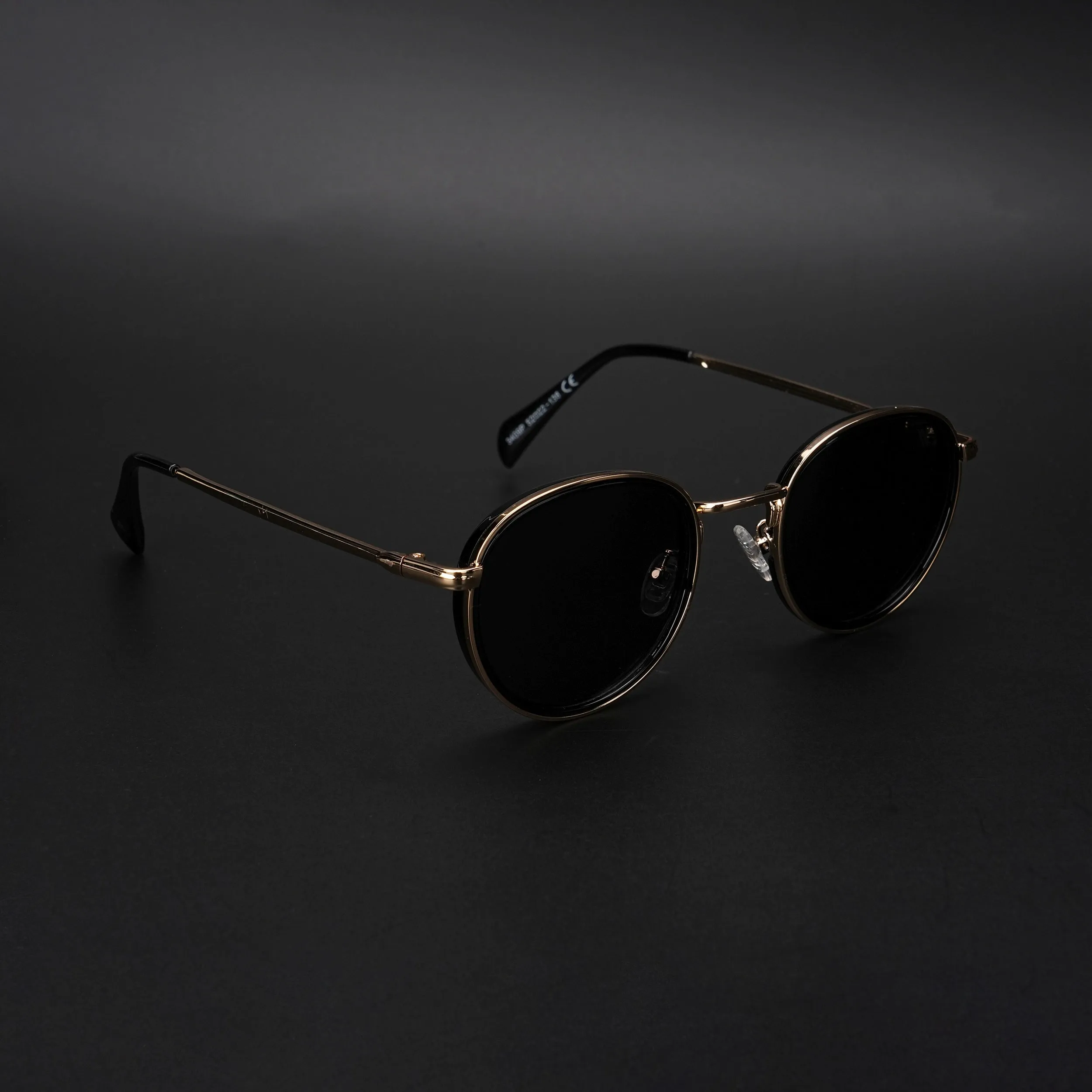 Round Polarized Sunglasses (Black Lens | Golden Frame - PMG5857)