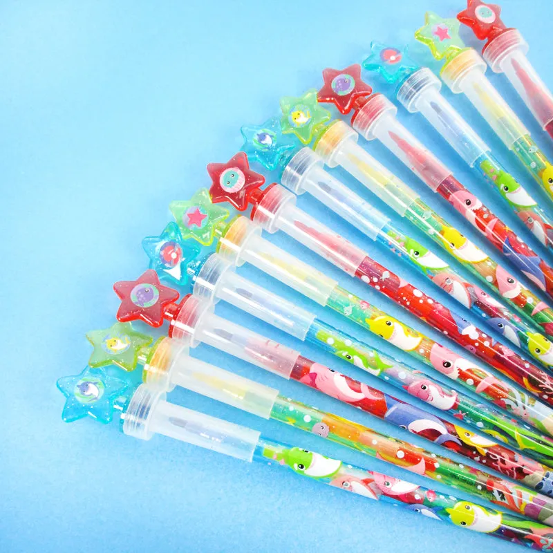 Shark Family Stackable Crayon with Stamper Topper
