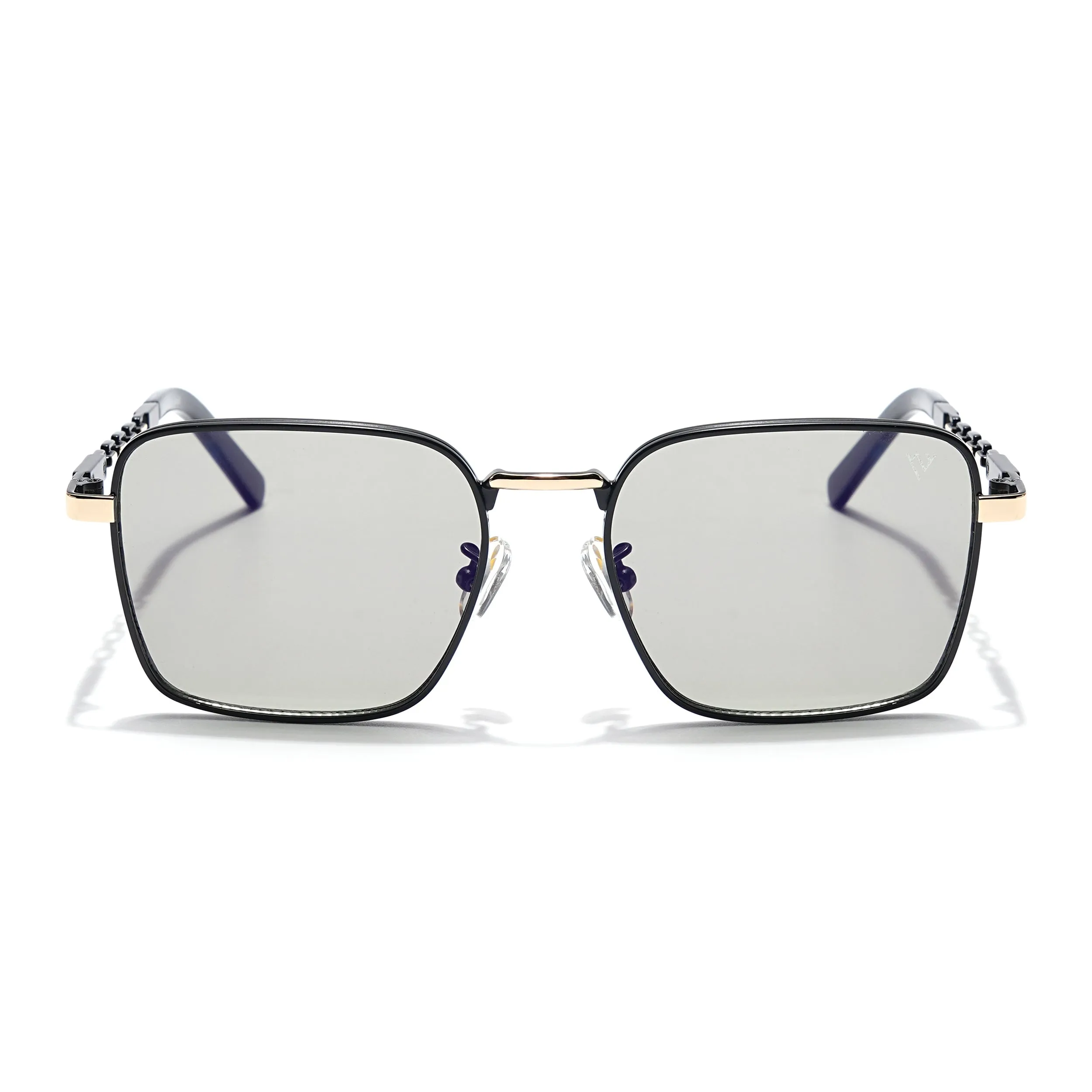 Square Sunglasses (Grey Lens | Black & Golden Frame - MG6012)