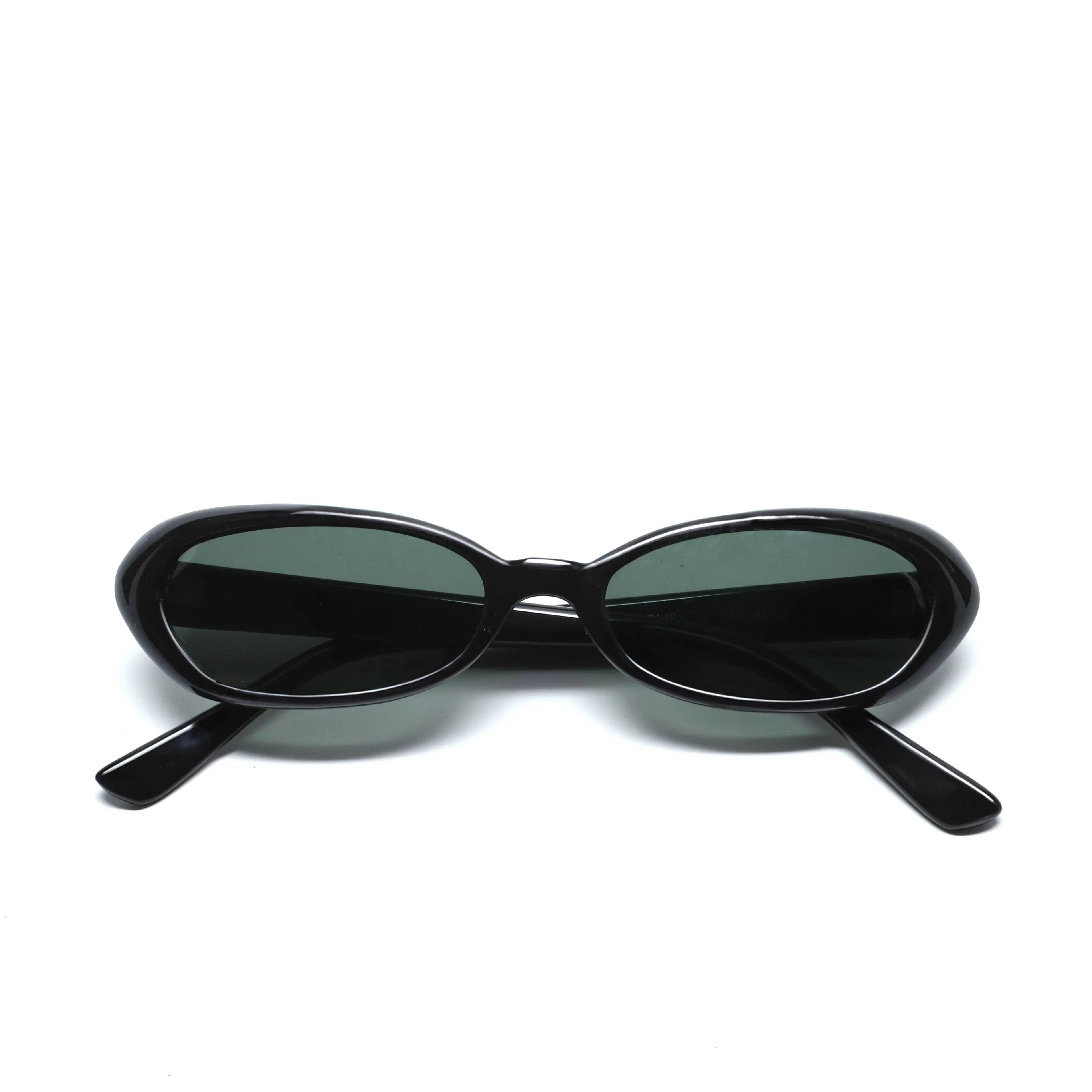 Vintage Small Sized Thin Narrow Shape Redondo Sunglasses - Black
