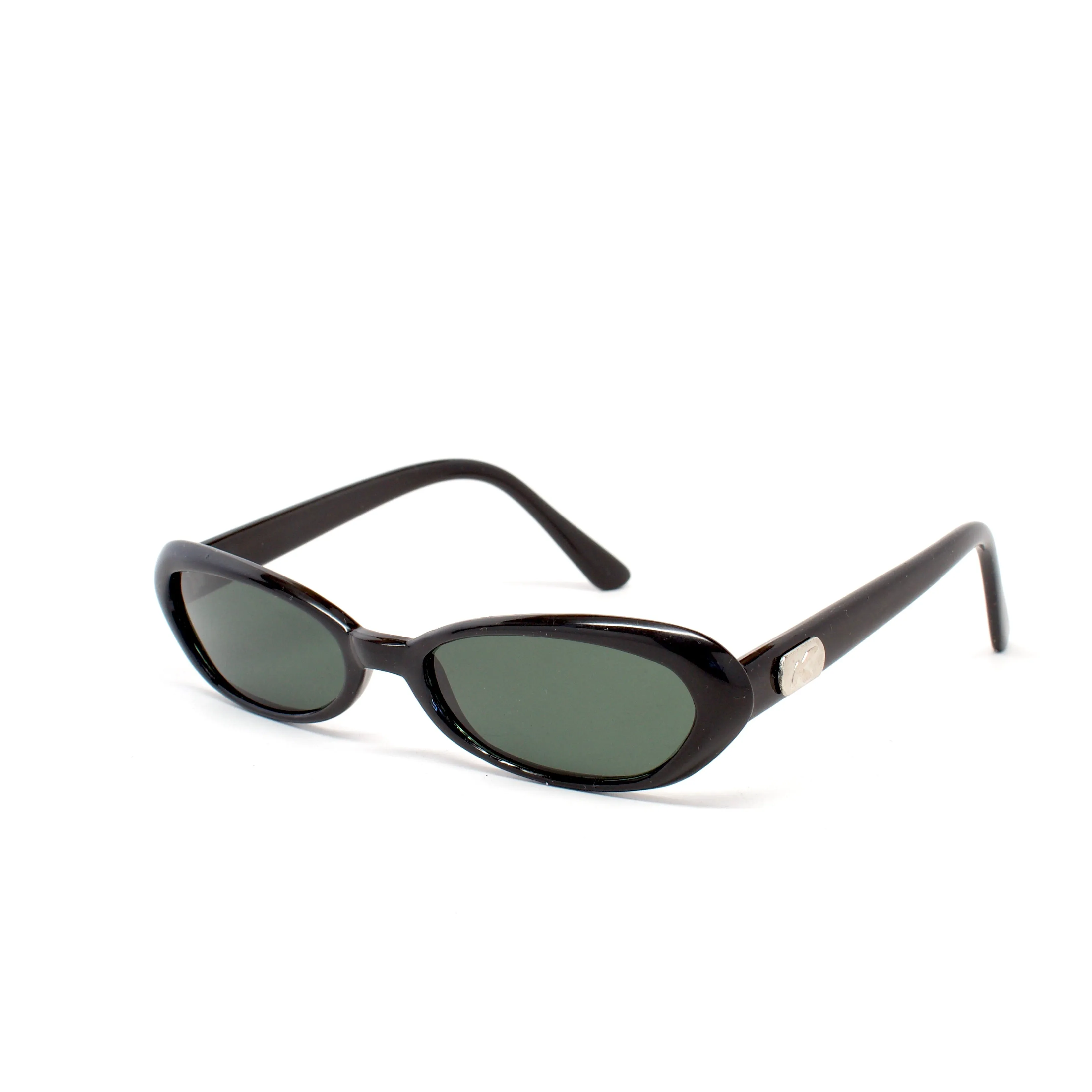 Vintage Small Sized Thin Narrow Shape Redondo Sunglasses - Black