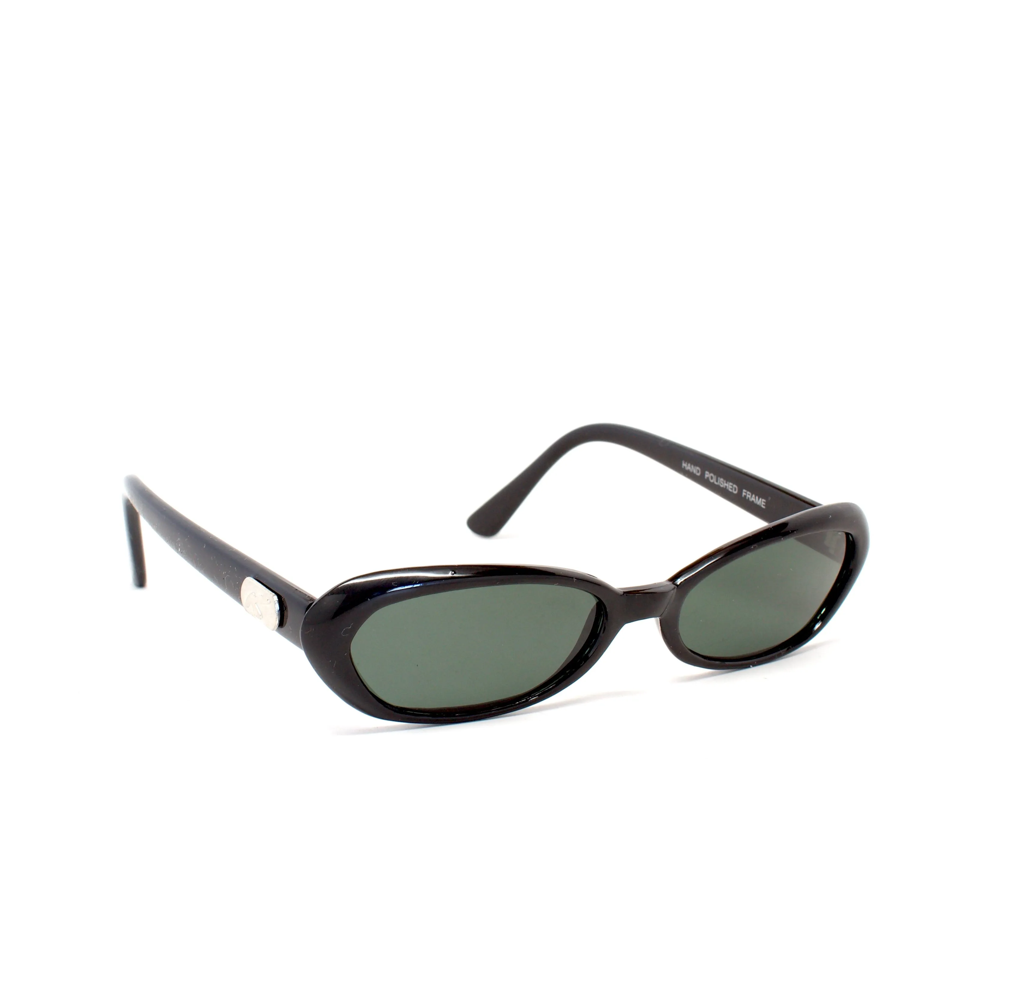 Vintage Small Sized Thin Narrow Shape Redondo Sunglasses - Black