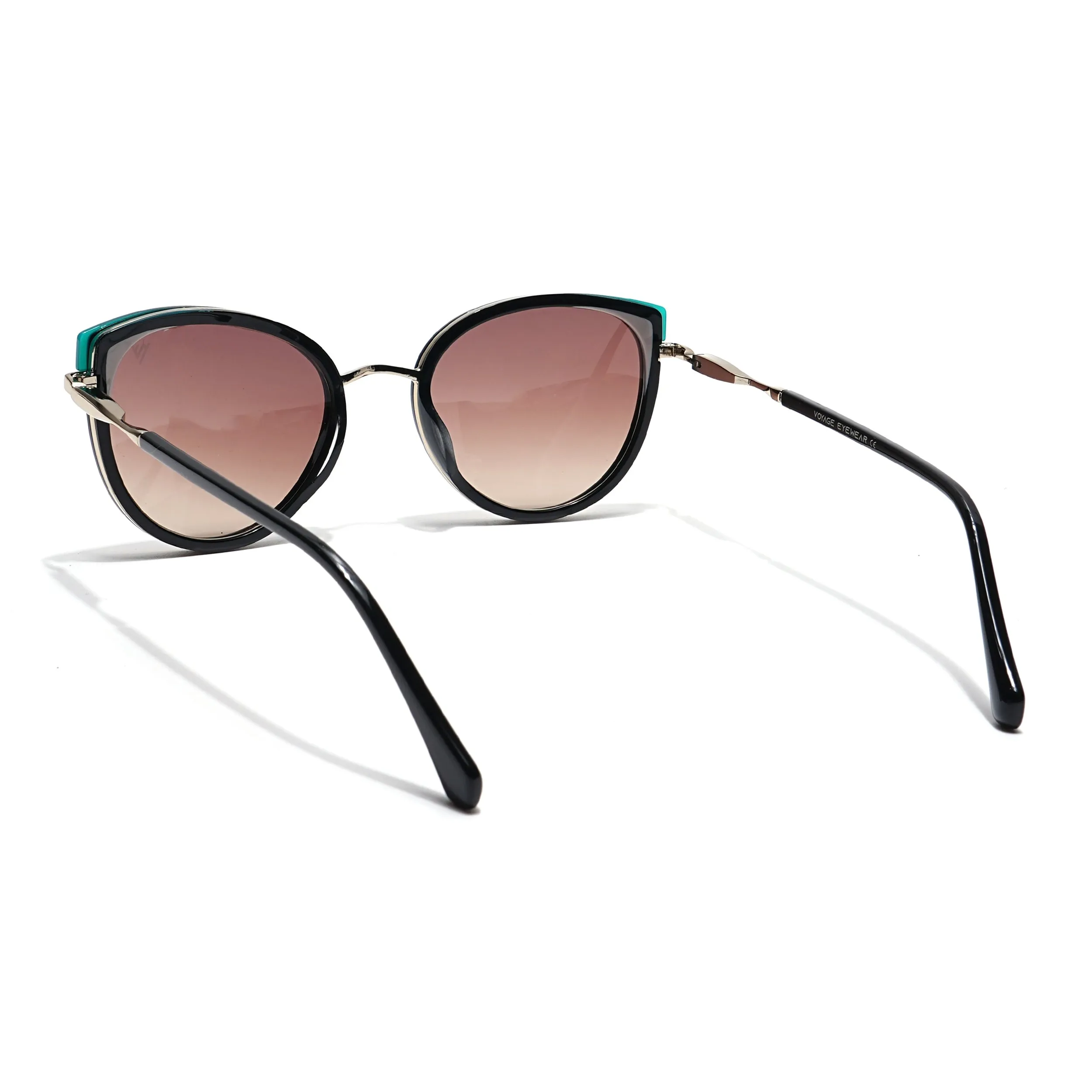 Voyage Select Cateye Sunglasses (Brown & Clear Lens | Black & Golden Frame - SLMG6103)