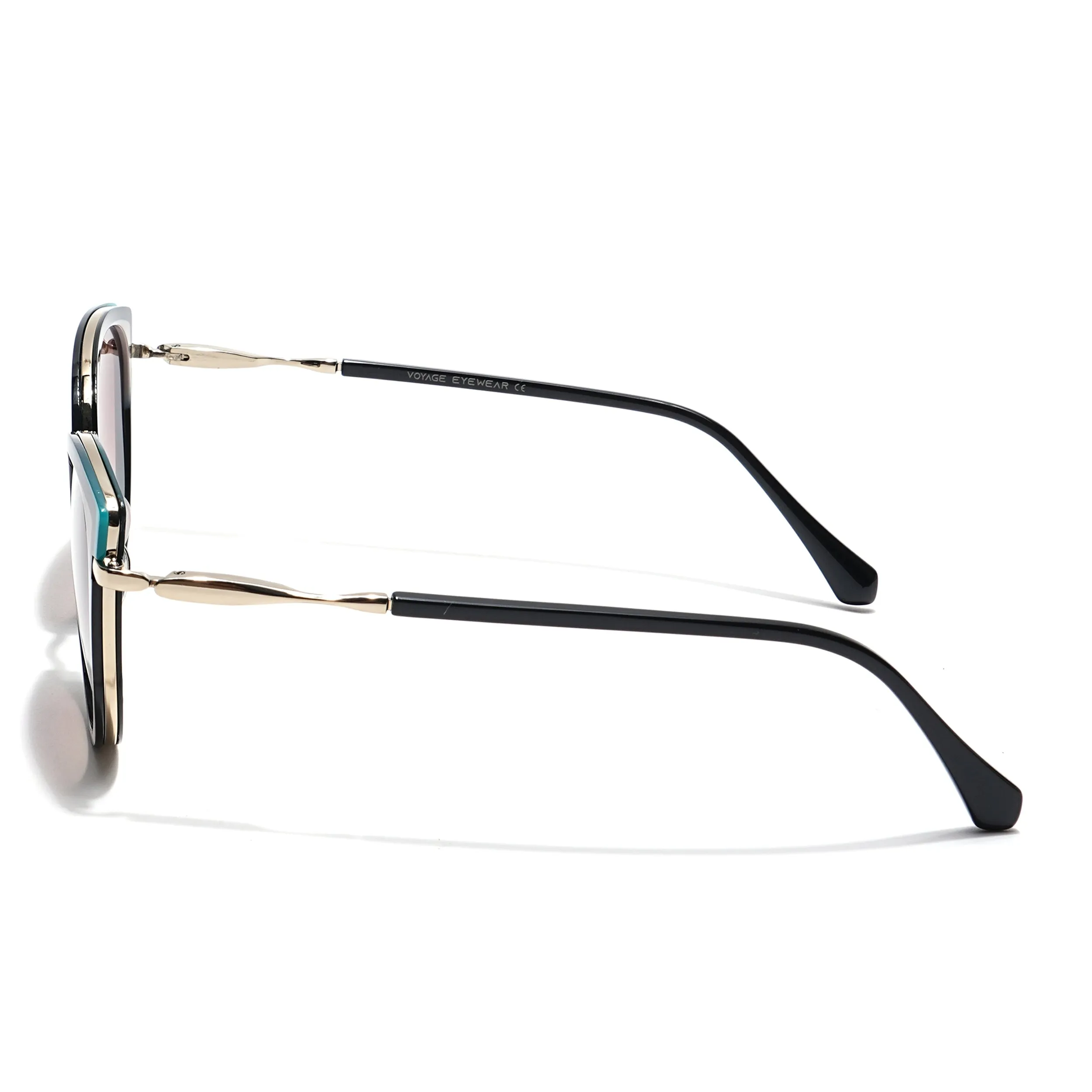Voyage Select Cateye Sunglasses (Brown & Clear Lens | Black & Golden Frame - SLMG6103)