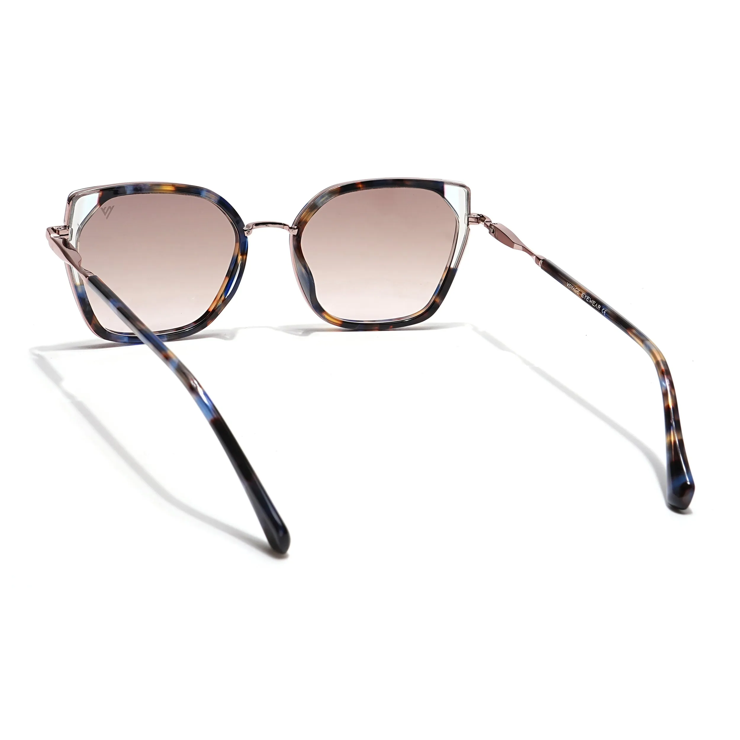 Voyage Select Cateye Sunglasses (Light Brown & Clear Lens | Demi Brown & Rose Golden Frame - SLMG6107)