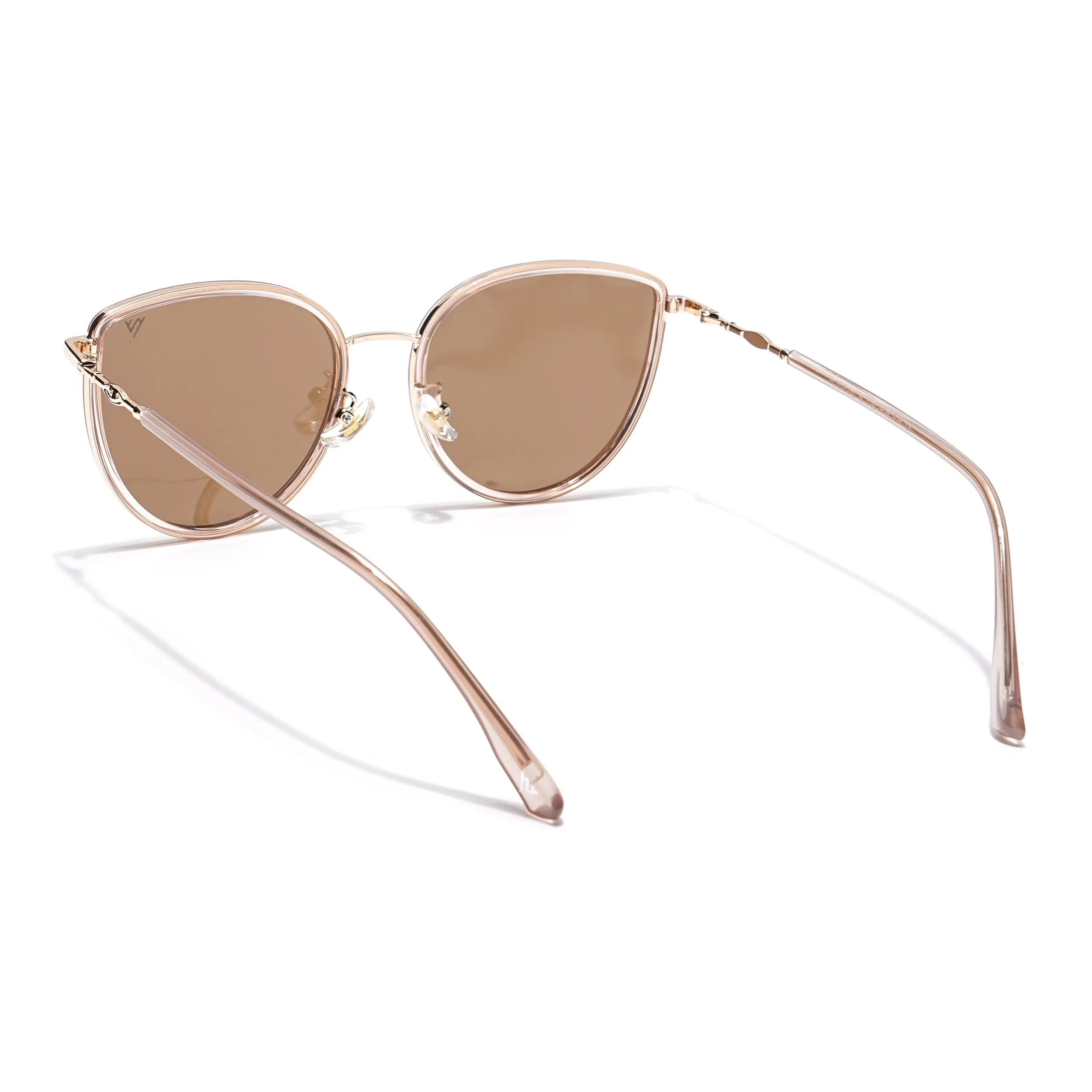 Voyage Select Cateye Sunglasses (Light Brown Lens | Golden & Nude Frame - SLPMG6247)