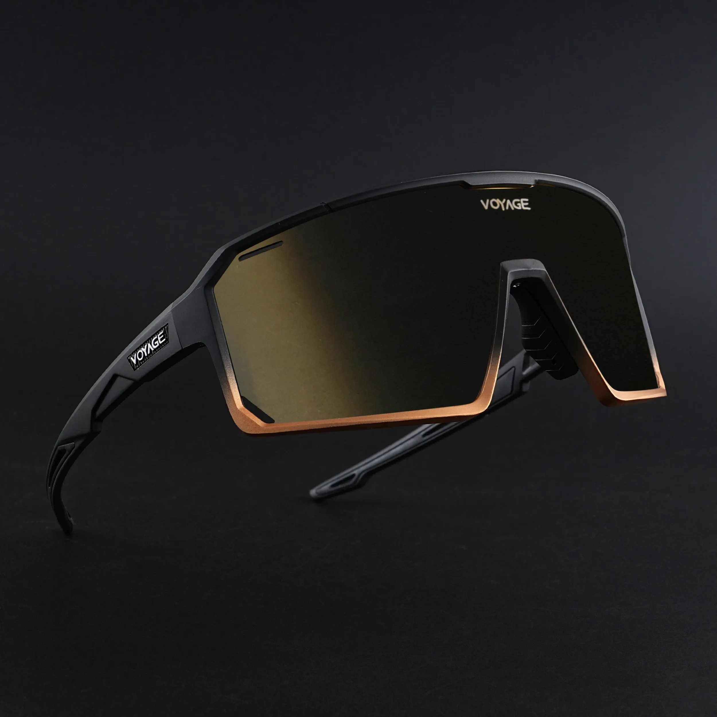 Voyage Select Drift Sunglasses (Golden Lens | Black & Brown Frame - SLMG6262)