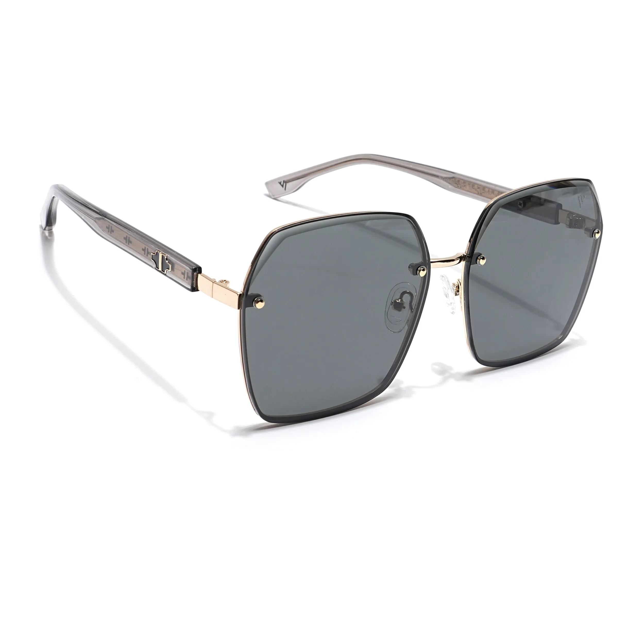 Voyage Select Over Size Sunglasses for Women (Black Lens | Golden Frame - SLMG6227)