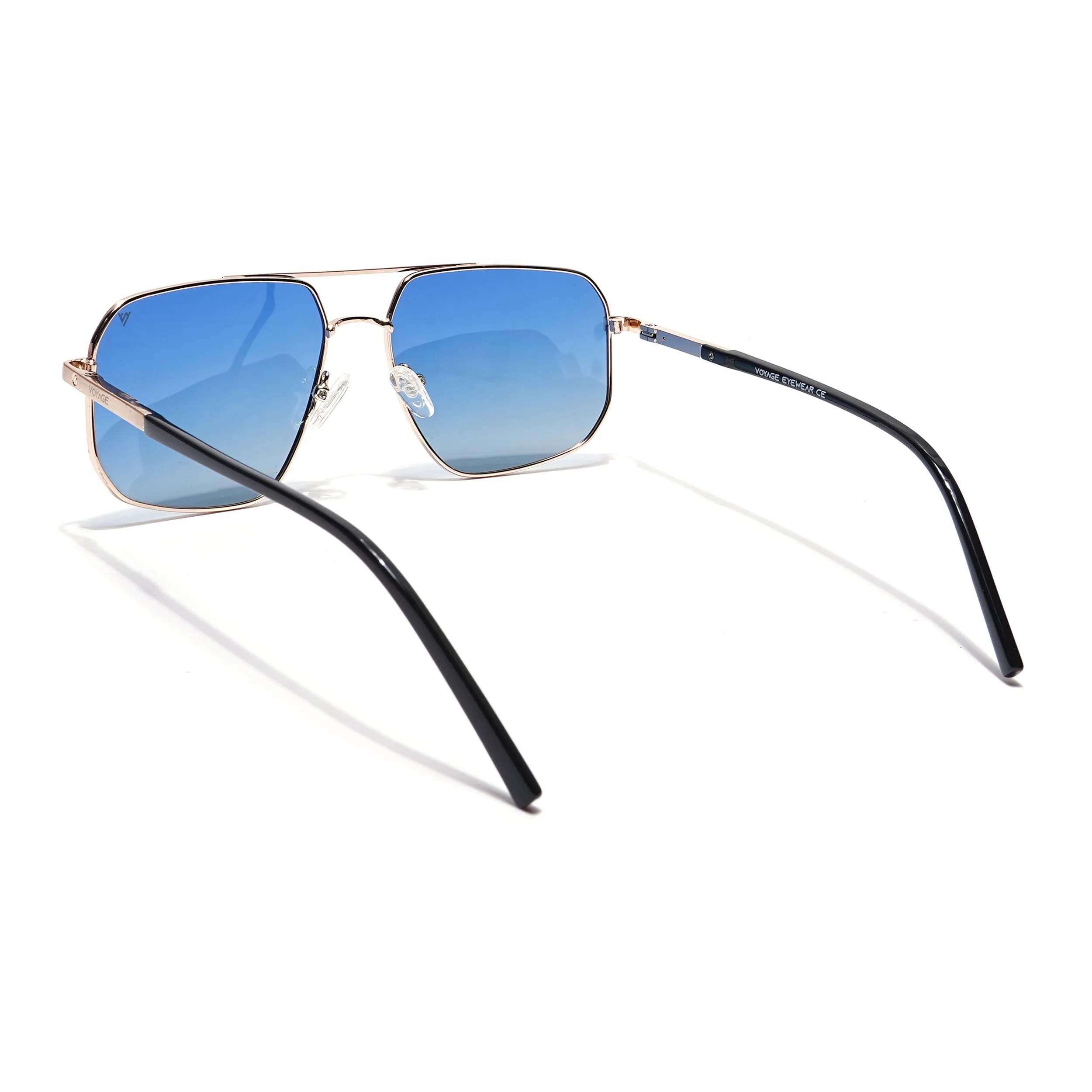 Voyage Select Square Sunglasses (Blue Lens | Golden Frame - SLPMG5947)