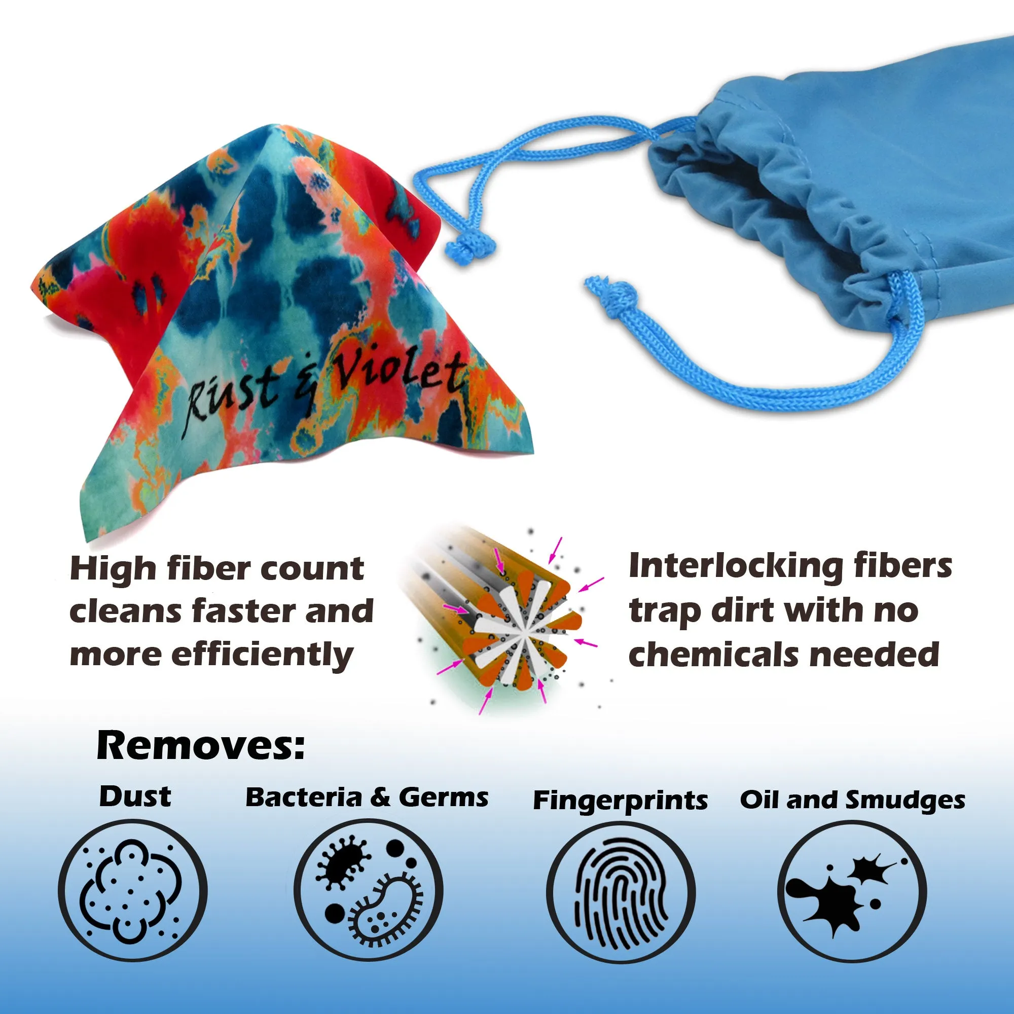 Women Extra Large Curved Sunglasses Case - Hard glasses case w Pouch and Cloth (AS179 Tie Dye)