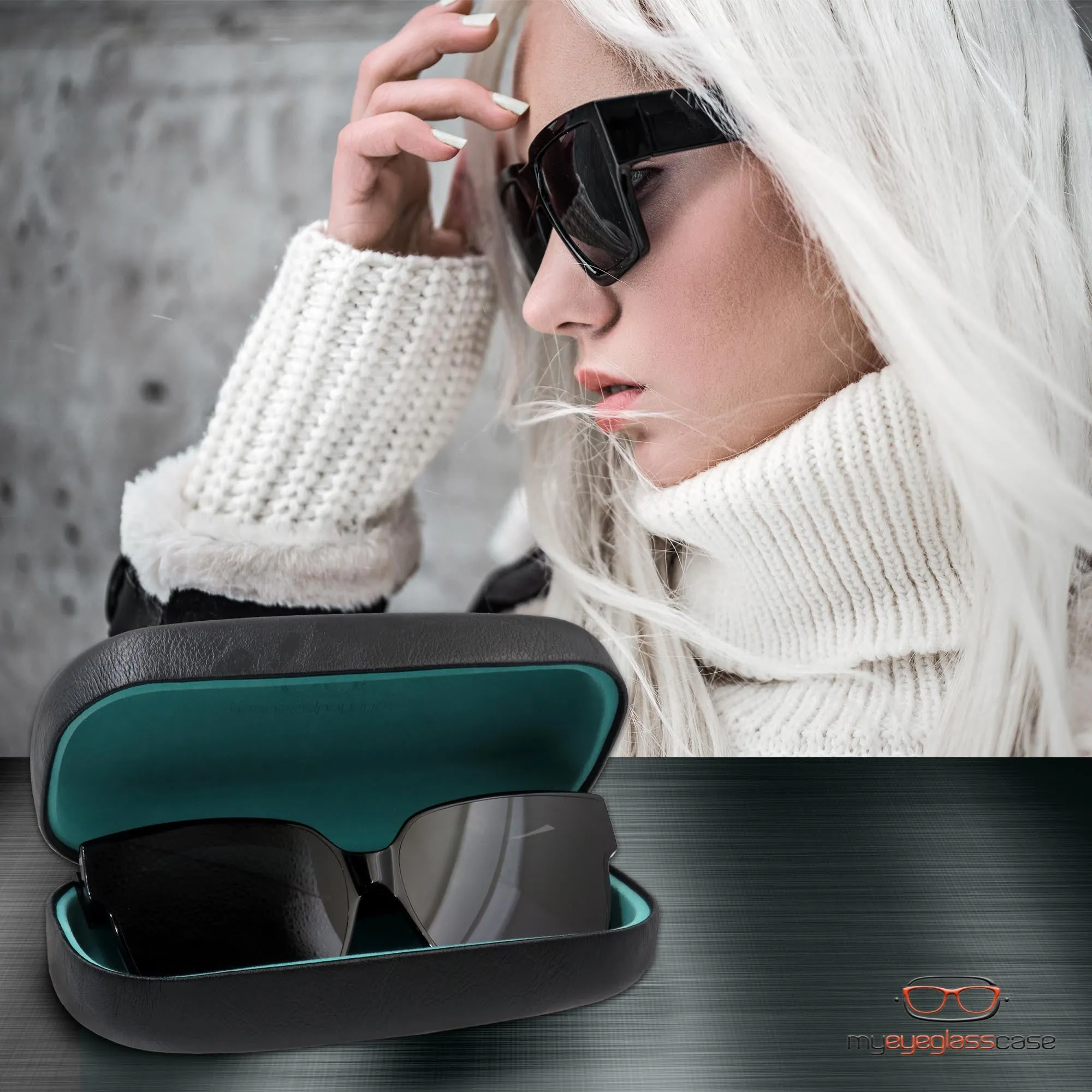Women XL Large straight sunglasses Case - men hard eyeglass case w/ Cloth pouch| Oversized Men and Women (AS505 Black)